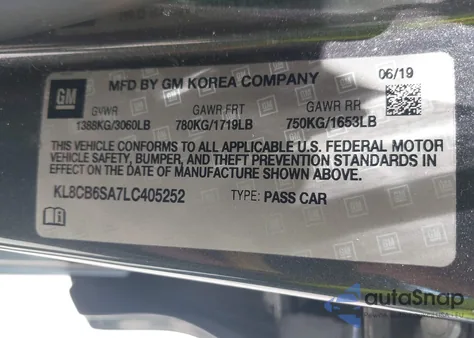 2020 Chevrolet Spark Fwd Ls Automatic from USA, damaged, VIN KL8CB6SA7LC405252